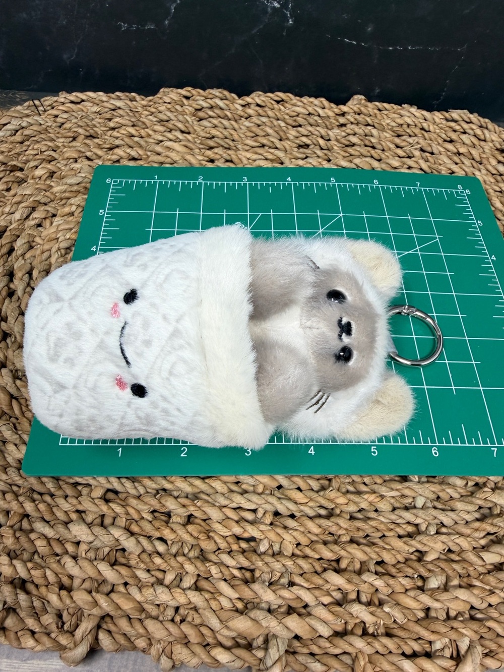 Chagee Opened Blind box. Plush Siamese Cat-in-Cup Keychain - Cream & Light Gray - Picture 9 of 9
